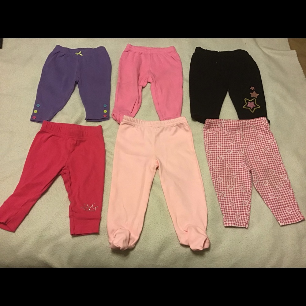 Huge 6 piece lot baby girls pants 3-6 months